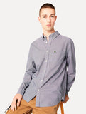 Camisa Lacoste Masculina Cotton Poplin Grid Branco/Azul Marinho