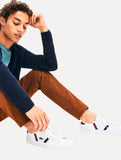 Tênis Lacoste Masculino Sideline Canvas Wht/DK Red/Nvy Branco