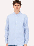 Camisa Lacoste Masculina Regular Striped Cotton Azul Claro/ Branca