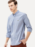 Camisa Lacoste Masculina Regular Pinpoint Cotton Oxford Azul Mescla