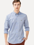 Camisa Lacoste Masculina Regular Pinpoint Cotton Oxford Azul Mescla